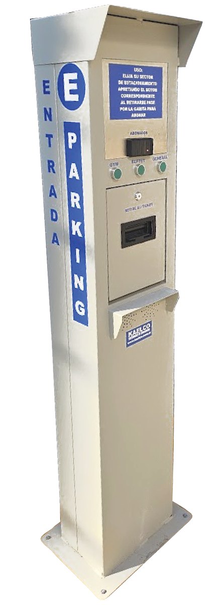 Tótem de ingreso para parking con emisión de tickets y lector RFID